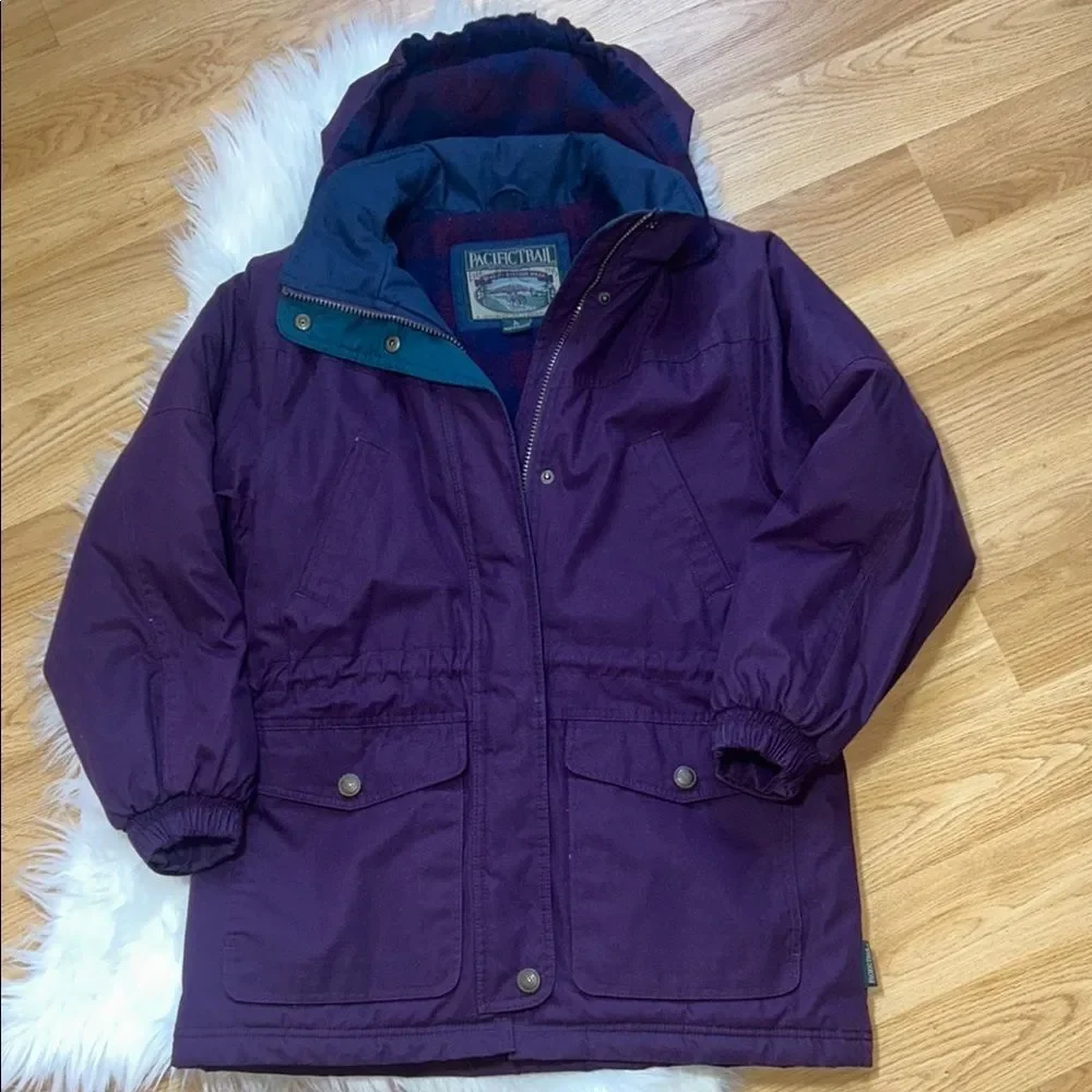 Vintage Pacific Trail Kids Purple Jacket Flannel Lined Outdoors 1990’s Size 14